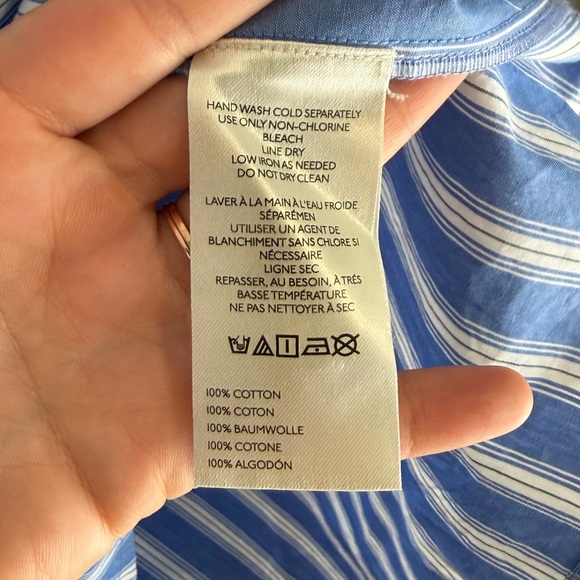 NWT Anthropologie The Bettina Embellished Tiered Shirt Dress Blue White MP - Picture 7 of 12